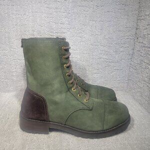 UGG Kilmer Women's Size US 9 Green Leather Side Zip Lace Up Ankle Lace Up Boots.